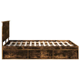 Bed Frame Smoked Oak 150 x 200 cm Solid Pine Wood 3410996