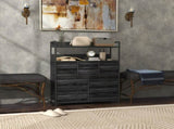 Rustic Chest of Seven Fabric Drawers - Black T3398P342220