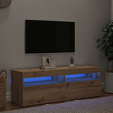 TV Cabinet with LED Lights Artisan Oak 120x35x40 cm Engineered Wood 856306