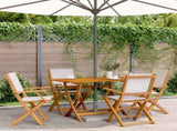 Garden Dining Set Cream White Solid Acacia wood Standard Foldable 3281700