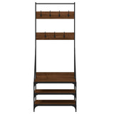 Clothes Rack with Shoe Storage Brown Oak 70x40x184 cm 837846