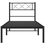 Metal Bed Frame without Mattress with Headboard Black 100x190cm 372271