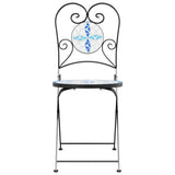 Bistro Chairs Foldable 2 pcs Blue and White Ceramic 4003404