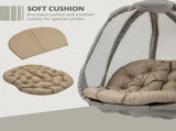 Hanging Egg Chair, Folding Texteline Swing Hammock with Side Pocket, Cushion and Stand for Indoor T3398P320371