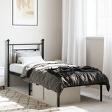 Metal Bed Frame without Mattress with Headboard Black 80x200cm 374330