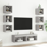 8 Piece TV Wall Units with LED Grey Sonoma Engineered Wood 3216638