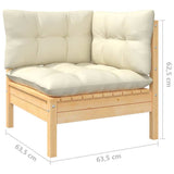 8 Piece Garden Lounge Set with Cream Cushions Pinewood 3096058