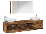 Bathroom Furniture Set 4 pcs Old Wood Engineered Wood and Glass 3406949