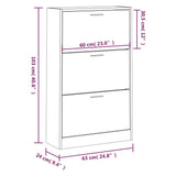 Shoe Cabinet Black 63x24x103 cm Engineered Wood 342552