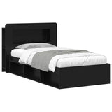 Bed Frame with Storage Black 100 x 200 cm Engineered Wood 3433447