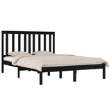 3103867 Bed Frame without Mattress Black Solid Wood 200x200 cm