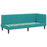 Corner Bed Frame with Headboard Turquoise 80 x 200 cm Velvet 42016336