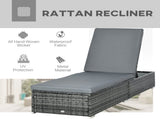 PE Rattan Sun Lounger, Five-level Adjustable Recliner Bed Chair with Soft Padded Cushion for Patio, T3398P314672