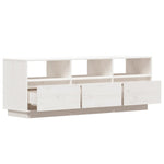 TV Cabinet White 140x37x50 cm Solid Wood Pine 813431