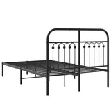 Metal Bed Frame without Mattress with Headboard Black 120x200cm 376598