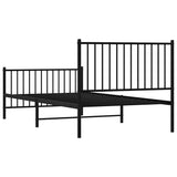 Metal Bed Frame without Mattress with Footboard Black 100x200cm 350877