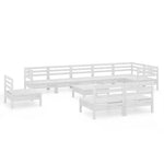 ZNTS 10 Piece Garden Lounge Set Solid Wood Pine White 3082910