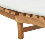 Sun Lounger Cream white 188 x 55 x 59 cm Solid teak wood 42008389
