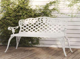 Garden Bench White Cast Aluminium, Cast Iron 108 cm width 317742