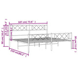 Metal Bed Frame without Mattress with Footboard Black 183x213cm 372300