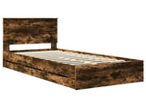Bed Frame with Drawer Smoked Oak 90 x 200 cm Engineer Wood 3409507