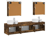 Bathroom Cabinet Set 5 pcs Smoked Oak Engineered Wood 3406435