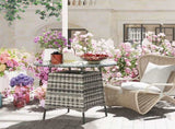 Wicker Garden Rattan Table, Patio Furniture Outdoor Coffee Table with Umbrella Hole and Tempered T3398P317654