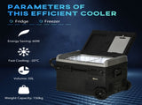 50L Car Refrigerator, Portable Compressor Cooler Box, Fridge Freezer w/ Inner LED Light, Foldable T3398P349480