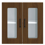 Kitchen Wall Cabinet with Glass Door Kalmar Brown Oak Engineered Wood 853674