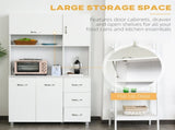 Kitchen Cupboard, 183cm Tall Storage Cabinet with Countertop, Sideboard with 3 Small Drawers, Flip T3398P423523