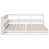 ZNTS Bookcase Bed without Mattress White 150x200cm Solid Wood Pine 3324497