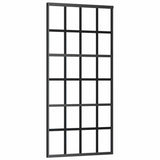 Sliding Door with Hardware Set Black 90x205 cm ESG Glass 3375854