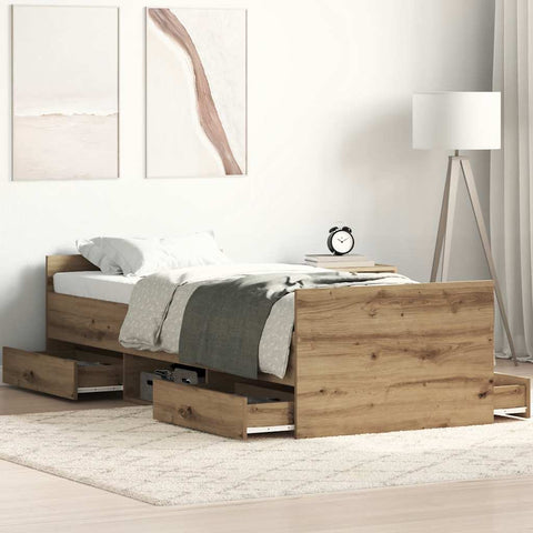 ZNTS Bed Frame without Mattress Artisan Oak 90x200cm Engineered Wood 3328804