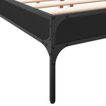 ZNTS Bed Frame Black 120x190 cm Small Double Engineered Wood and Metal 845046