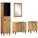4 Piece Bathroom Furniture Set Brown Solid Wood Mango 3310008