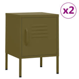 Nightstands 2 pcs Olive Green 35x35x51 cm Steel 3095205
