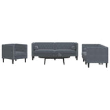 Living Room Couch 3 pcs Dark Grey 194 x 74.5 x 70.5 cm Velvet 3385868