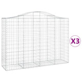 Arched Gabion Baskets 3 pcs 200x50x140/160 cm Galvanised Iron 3145683