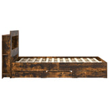 Bed Frame with Storage Smoked Oak 120 x 190 cm Engineered Wood 3434025