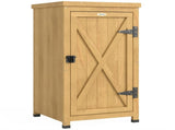 Wooden Garden Shed, Garden Tool Storage Shed with Metal Top and Shelf, Light Brown T3398P549444