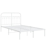 Metal Bed Frame without Mattress with Headboard White 120x190cm 376646