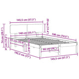 Bed Frame with Headboard Wax Brown 140 x 190 cm Solid Pine Wood 872112