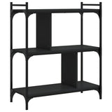 Bookcase 3-Tier Black 76x32x88 cm Engineered Wood 833930