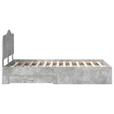 Bed Frame Concrete Grey 135 x 190 cm Engineered Wood 3413615