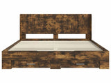 Bed Frame with Storage and Headboard Smoked Oak Engineered Wood 3414137