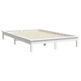 Bed Frame White Solid Pine Wood Double Durable Bed Frame 820587