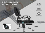 Office Chair with 6 Point Massage Back Heat, Linen Desk Chair with Footrest Adjustable Height T3398P343362