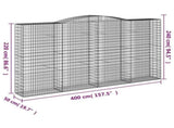 Arched Gabion Baskets 3 pcs 400x50x220/240 cm Galvanised Iron 3147075