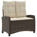 Reclining Garden Bench with Cushions Brown Poly Rattan 368227