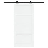 Sliding Door White and Black 93 x 202 cm Solid Pine Wood 3333347